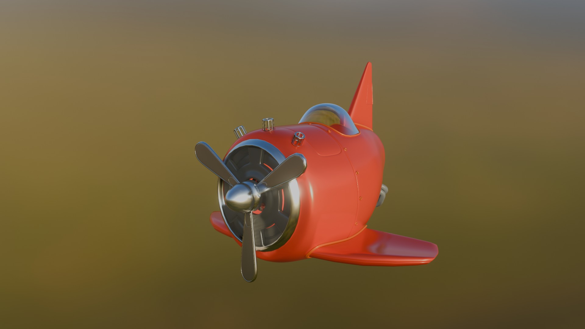 Un avion rouge en 3D avec un style cartoon
